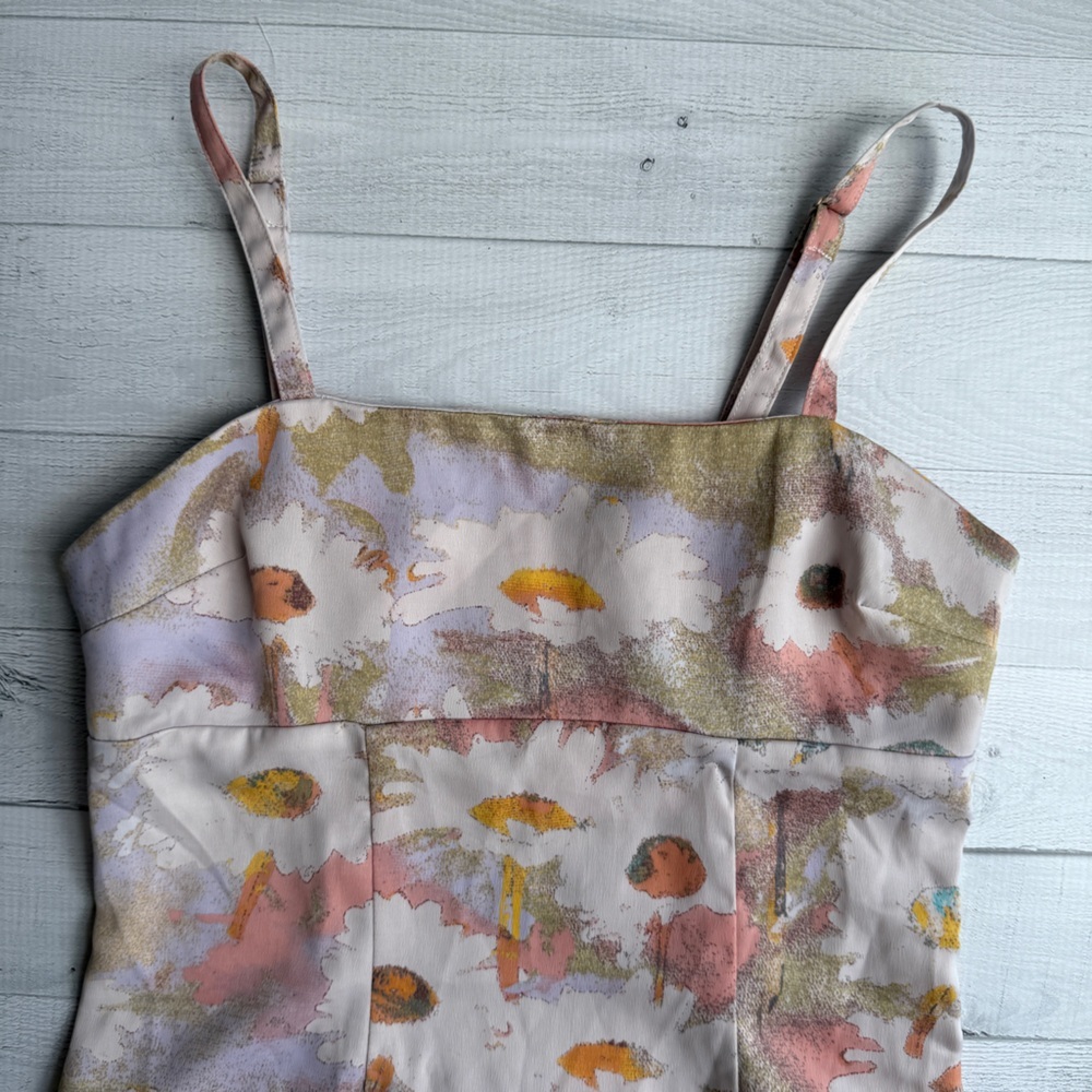 Urban Outfitters Satin Graphic Floral Print Dress S - Picture 2 of 7